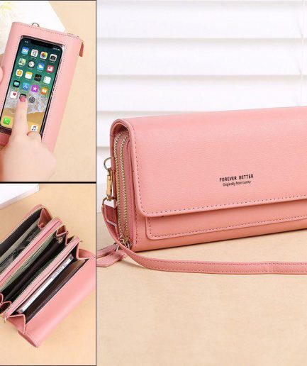 2024 new touch screen mobile phone bag Women's fashion Versatile one shoulder messenger bag Transparent mobile phone wallet